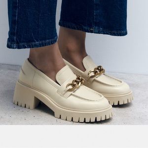 Zara lug heeled loafers